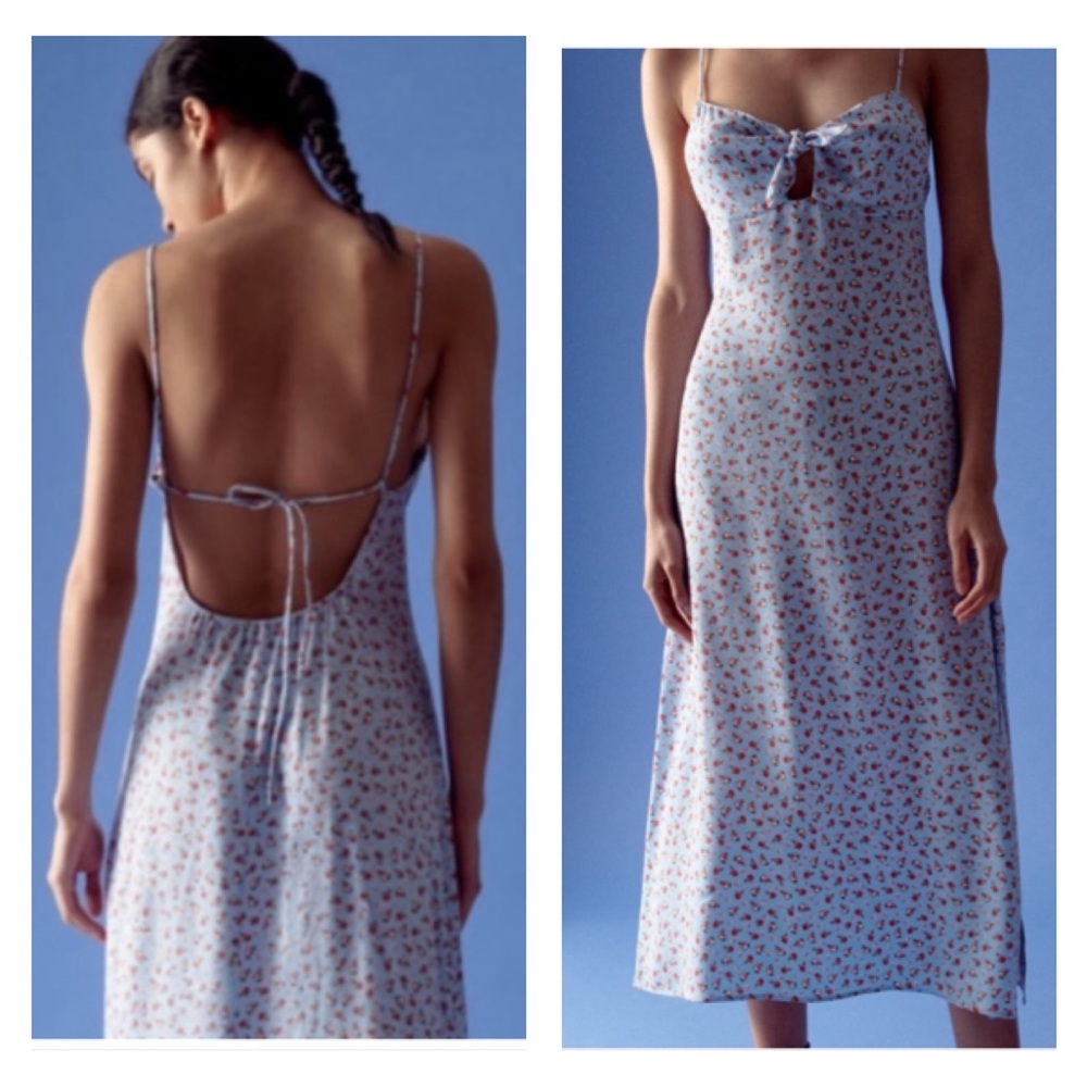 NWT Zara light blue floral print dress